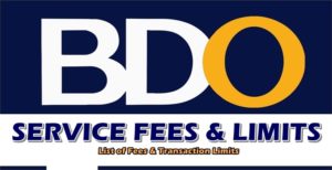 BDO Service Fees and Limits