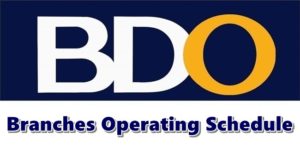 BDO Branches Operating Schedule