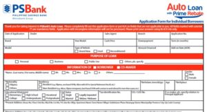 PSBank Auto Loan Application Form