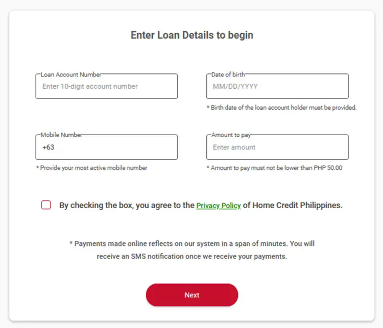Home Credit Online Payment