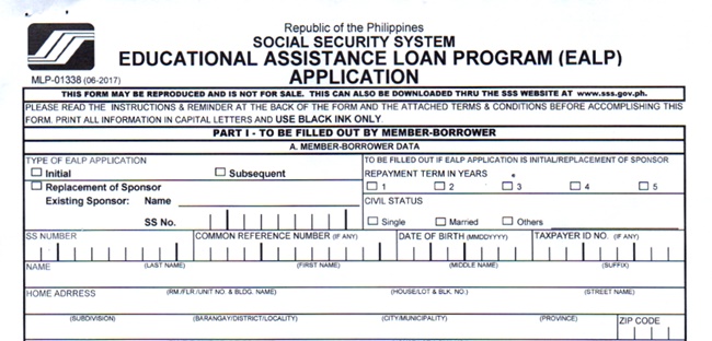 SSS Educational Loan Form: Here’s Copy of the Application Form You Need ...