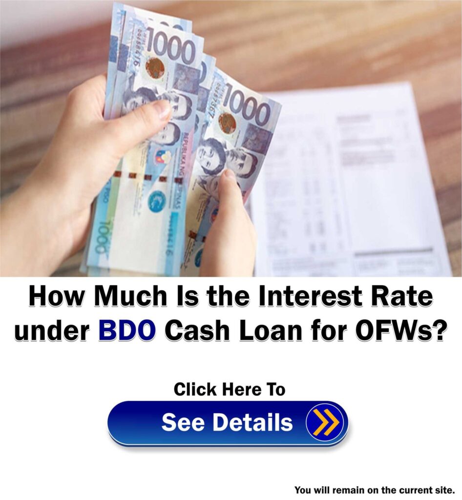 BDO Cash Loan Interest Rates