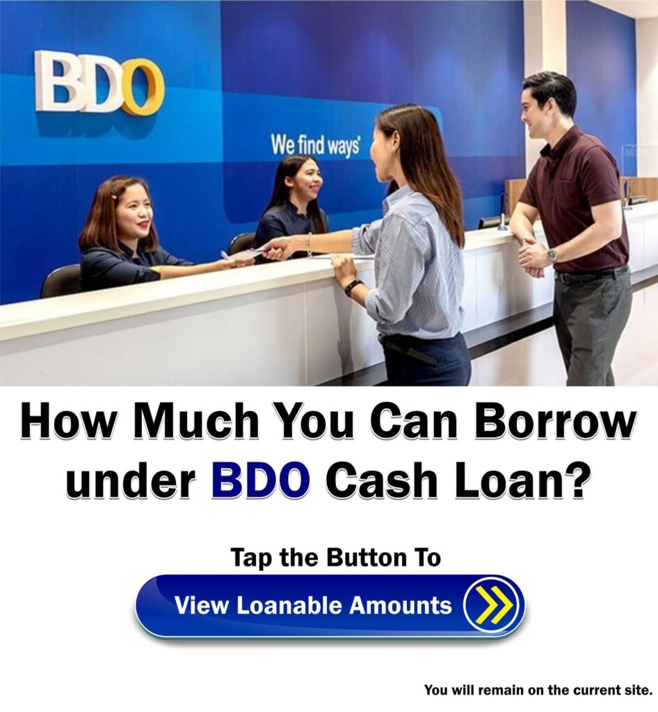 BDO Cash Loan Loanable Amounts
