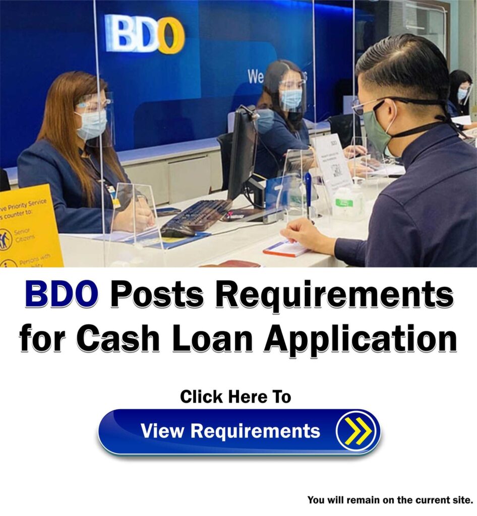BDO Cash Loan Requirements