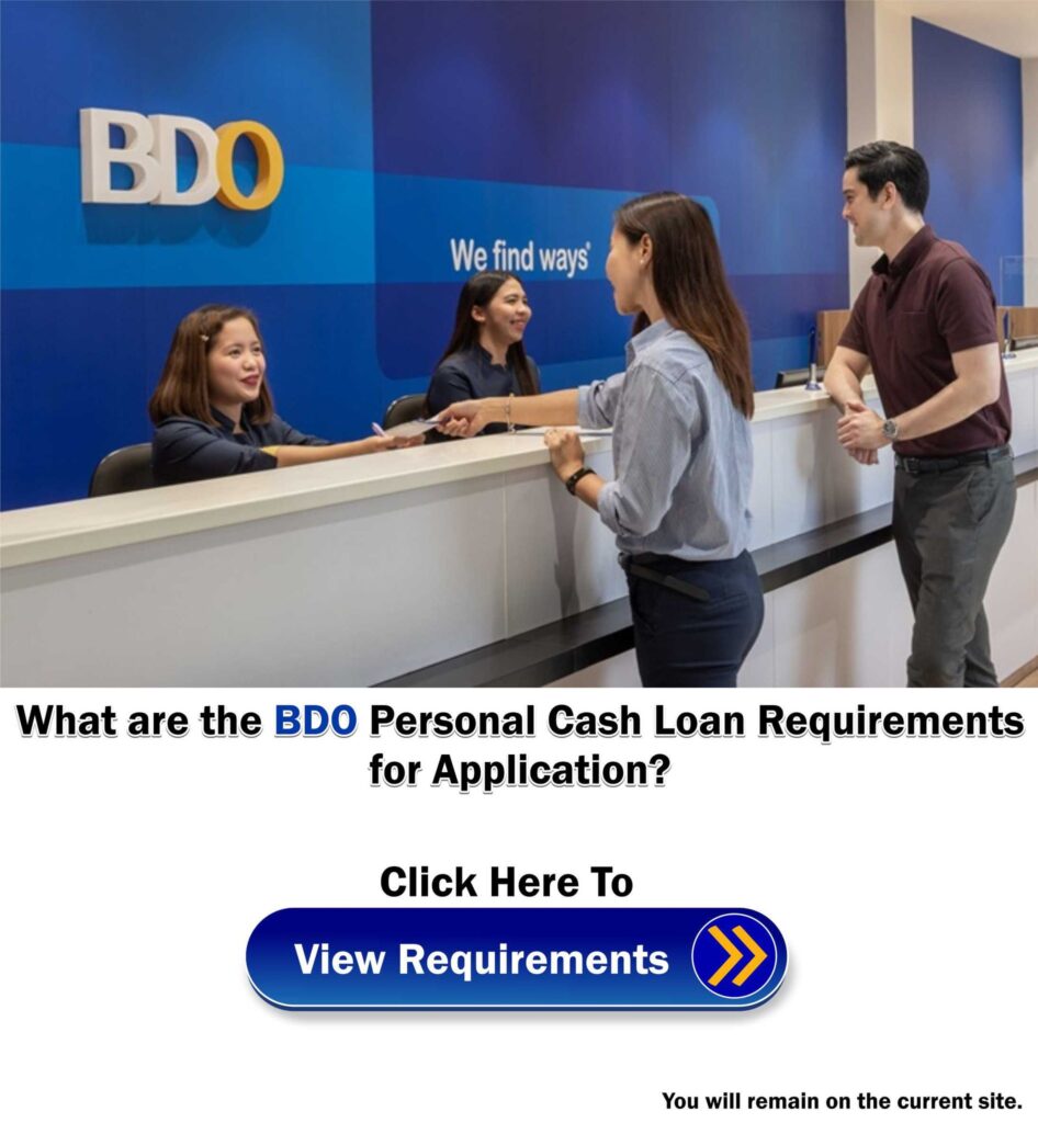 BDO Personal Cash Loan Requirements