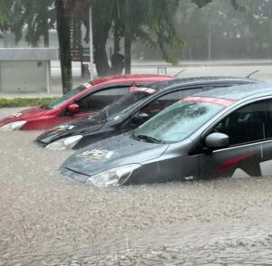 Cars Flooded due to Typhoon Carina